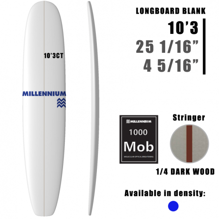 10'3CT Longboard MILLENNIUM 1/4 DARKWOOD