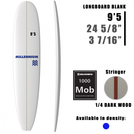 9'5 Longboard MILLENNIUM 1/4 DARKWOOD