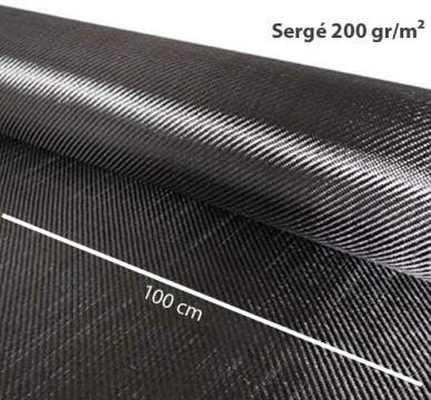 Tissu en Fibre de Carbone Sergé/Tissé 1m de Large, 3K, 200/240g