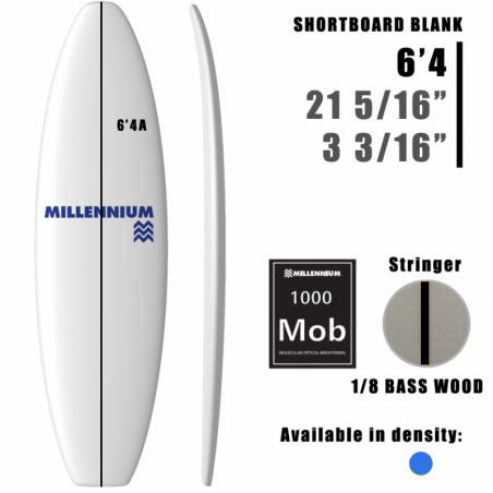 6'4A Shortboard MILLENNIUM 1/8 Appelcore Black